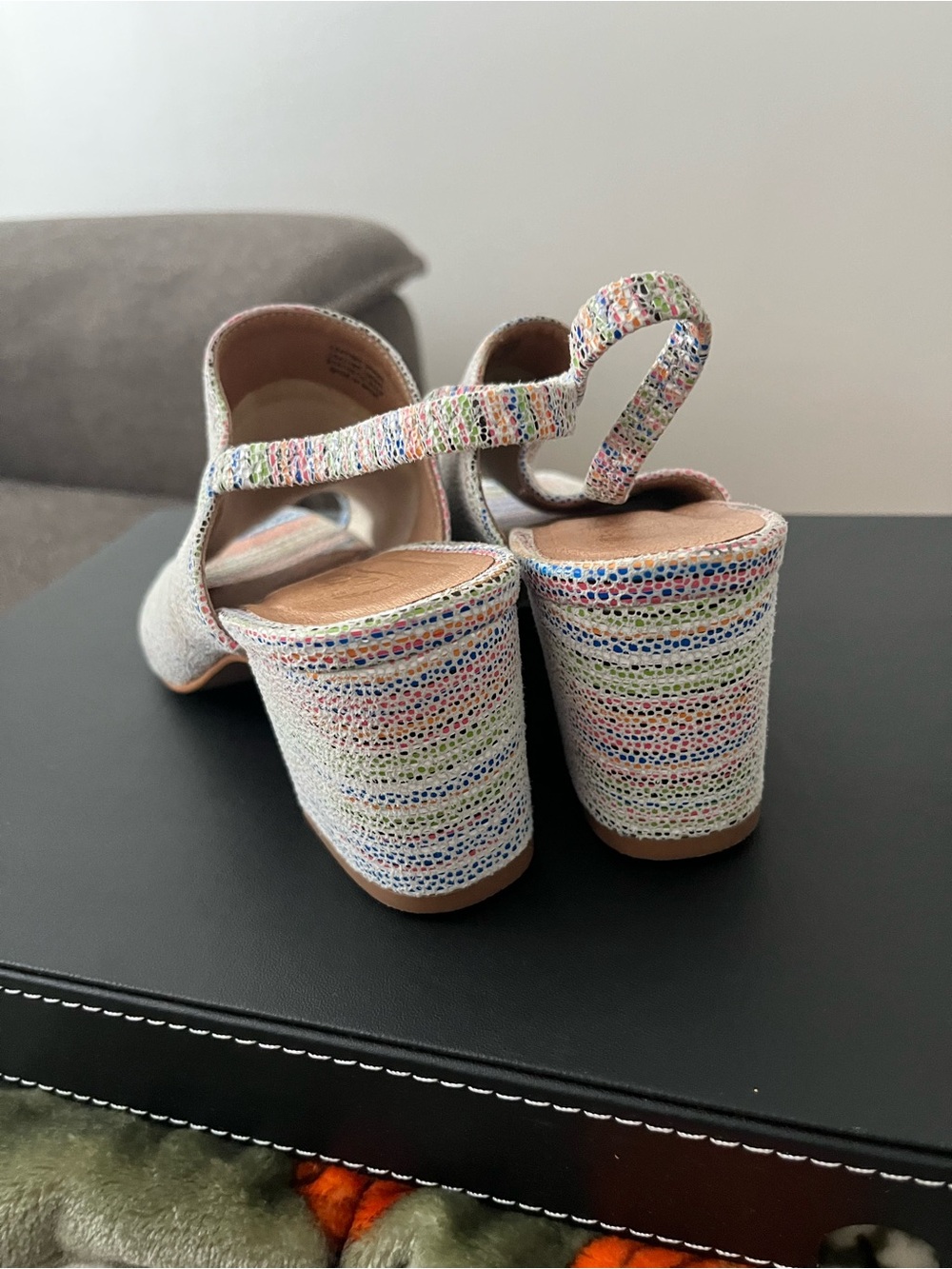 Multicolor Striped Open-Toe Slingback Mules - Picture 3 of 4